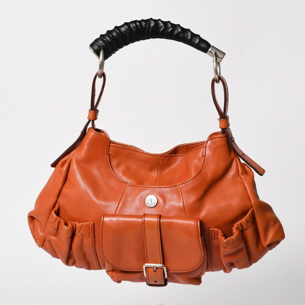 Saint Laurent Mombasa Hobo Shoulder Bag Deer Horn Leather Black
